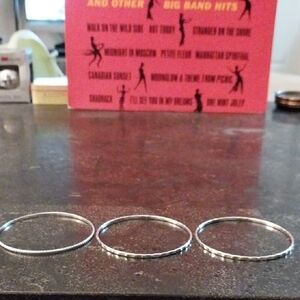 Set of Three -Unmarked-Thin Silver Tone Bangle Bracelets